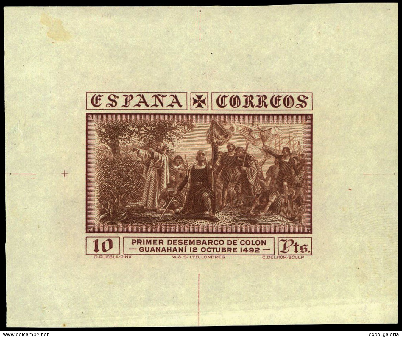 Galvez 2682 - 1930. Prueba De Punzón 10 Ptas. Castaño. Preciosa Y Rara Pieza - Unused Stamps