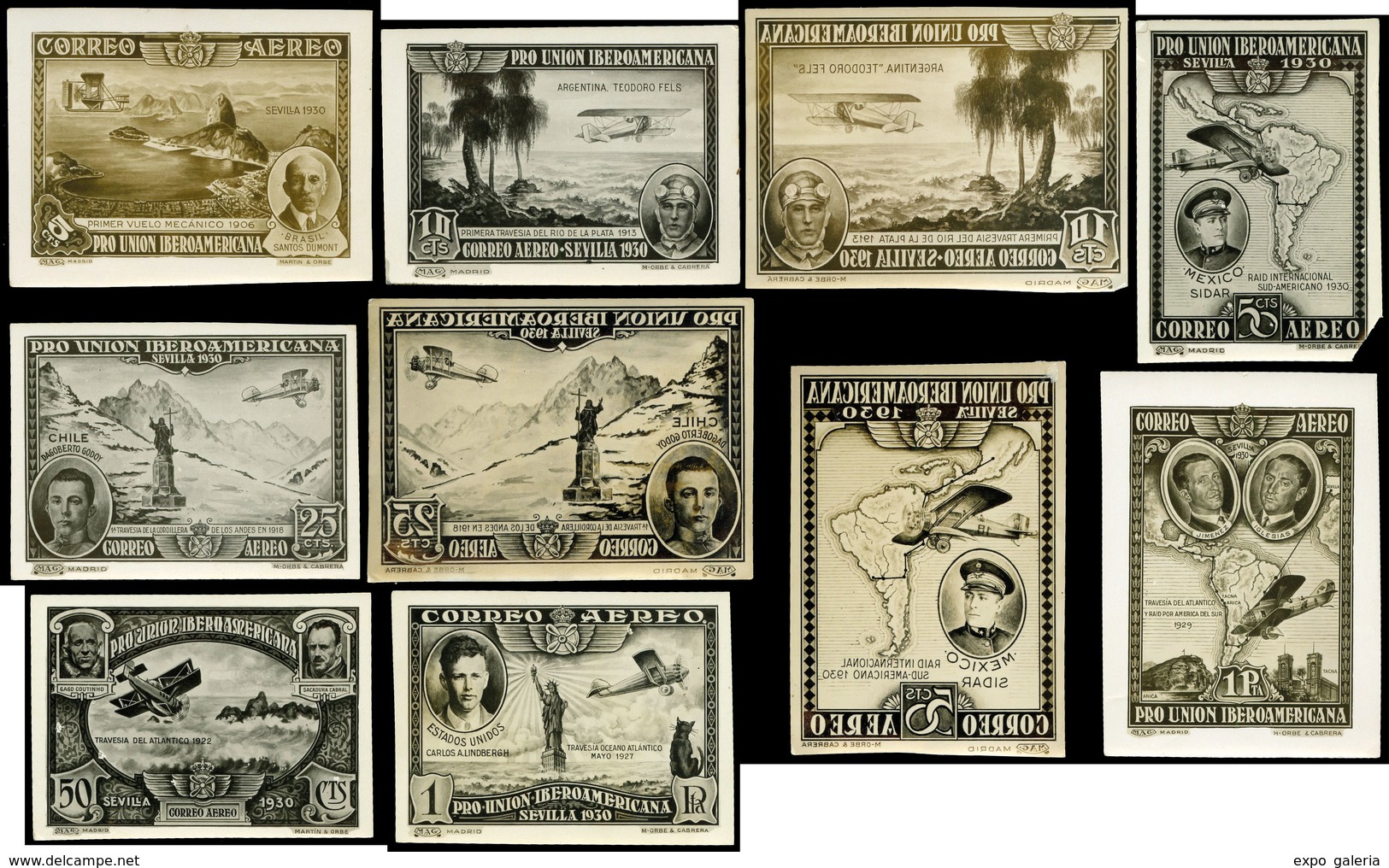 Año 1930 Aerea - Lote Con 10 Fotolitos, Distintos Sellos De La Serie. Excepcional Y Raro Conjunto - Ungebraucht