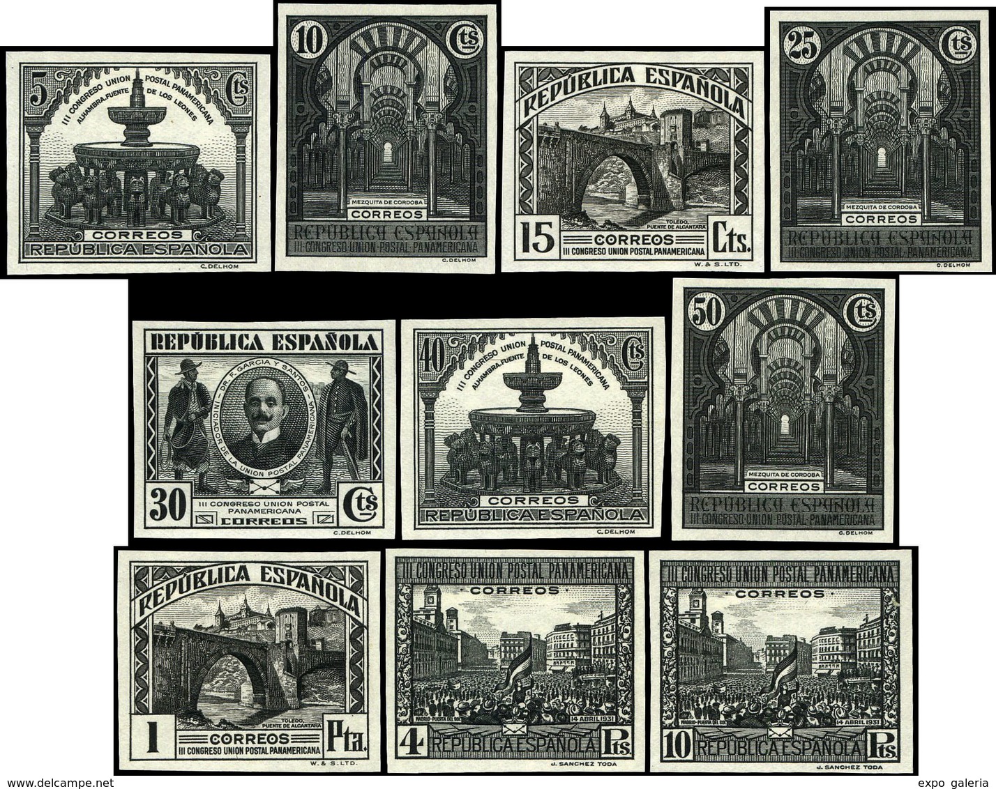 Galvez 2900/909 - 1931. Endayos En Plancha En Color Negro. 10 Valores. Conjunto Completo. Precioso - Unused Stamps