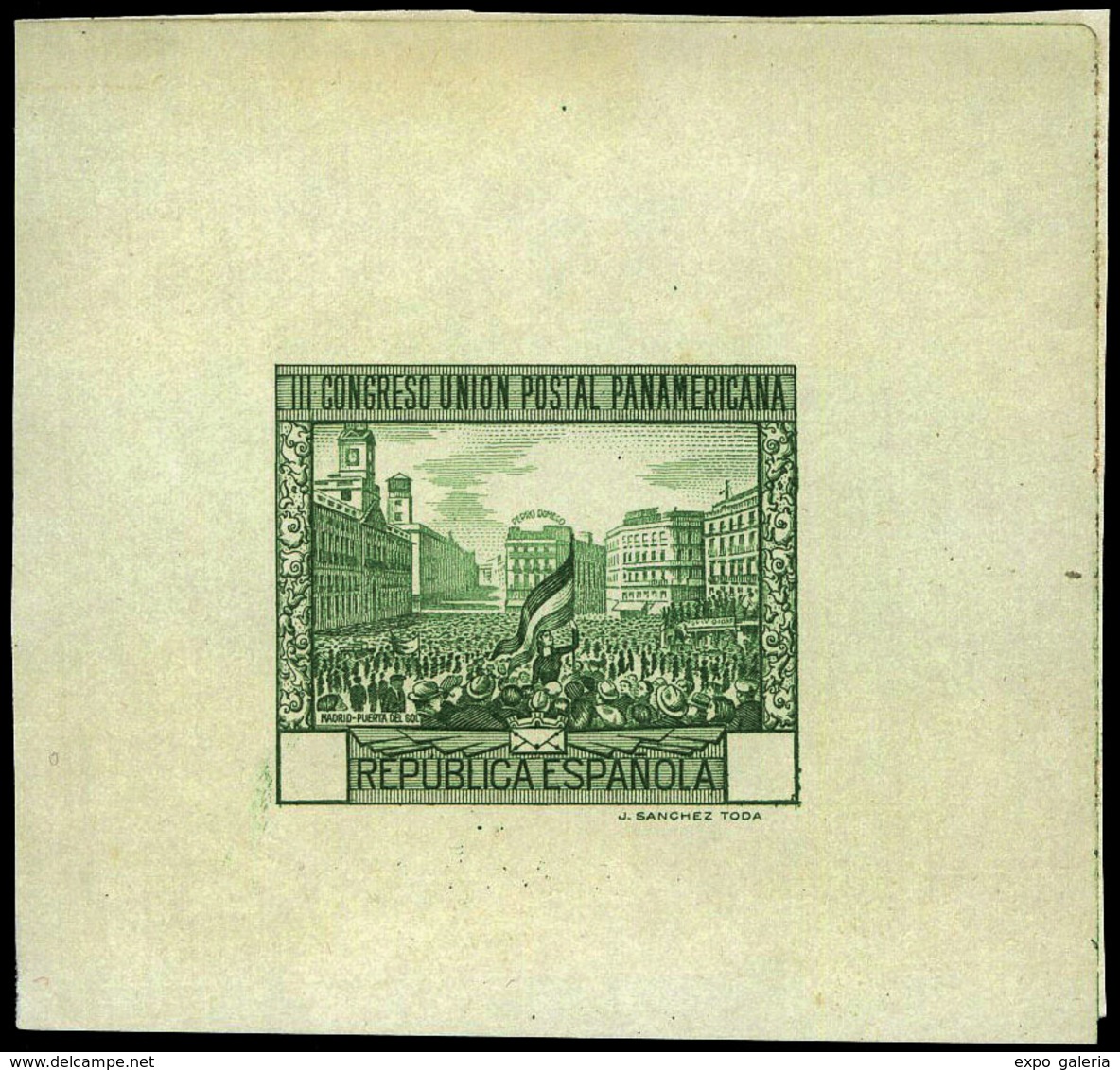 Galvez 2865 - 1931.Prueba De Punzón, En Estado Primitivo, Sin Valor En El Cartucho Y En Color Verde - Unused Stamps