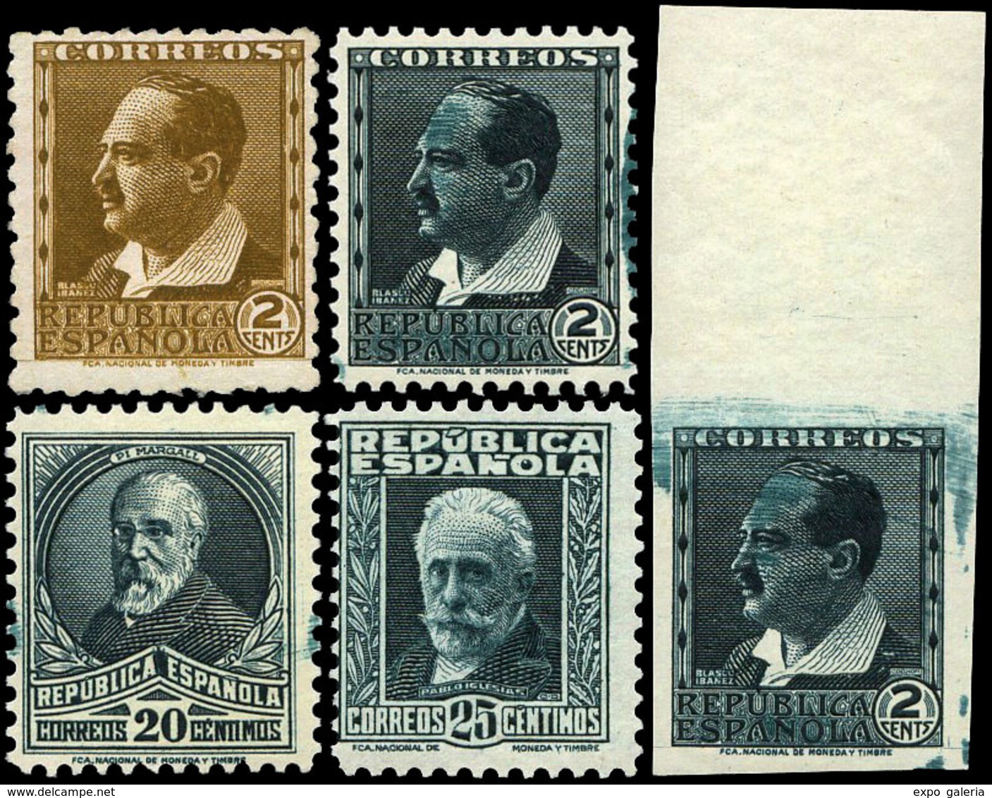 Año 1932 Conjunto De 5 Valores (4 Dentados Y 1 S/D) Diversos Valores Con Colores Cambiados - Ungebraucht