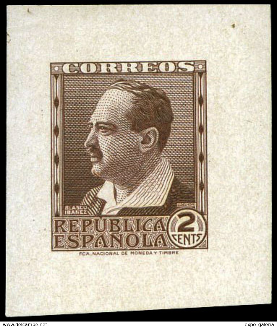 Galvez 2989 - 1932. Blasco Ibañez. Prueba De Punzón 2 Cts. Castaño. Preciosa Y Rara Pieza - Unused Stamps