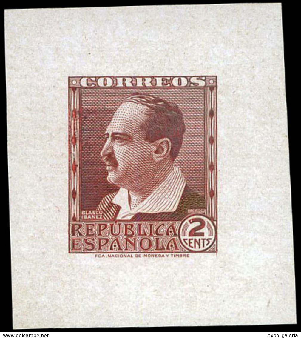 Galvez 2990 - 1932. Blasco Ibañez. Prueba De Punzón 2 Cts. Carmín Vinoso. Preciosa Pieza - Unused Stamps
