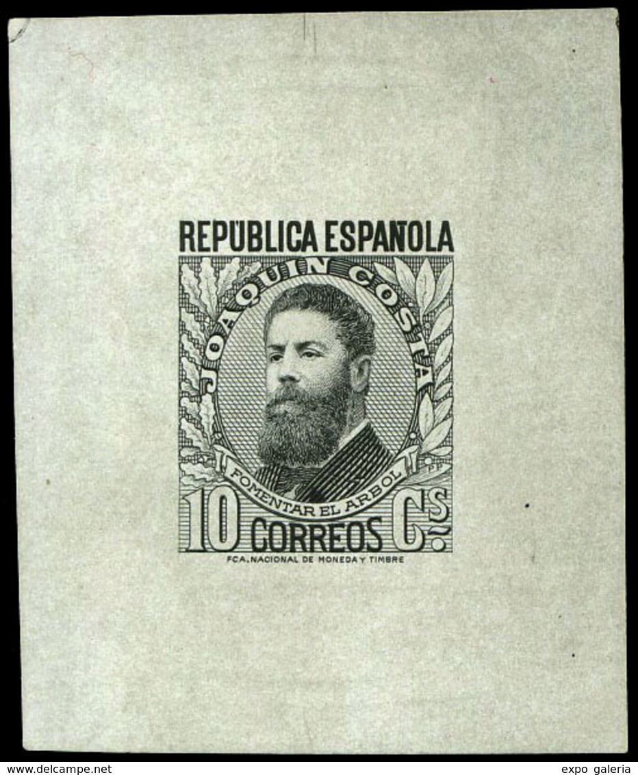 Galvez 3003 - 1932. Joaquín Costa. Prueba De Punzón 10 Cts. Negro. Preciosa Y Rara Pieza - Unused Stamps