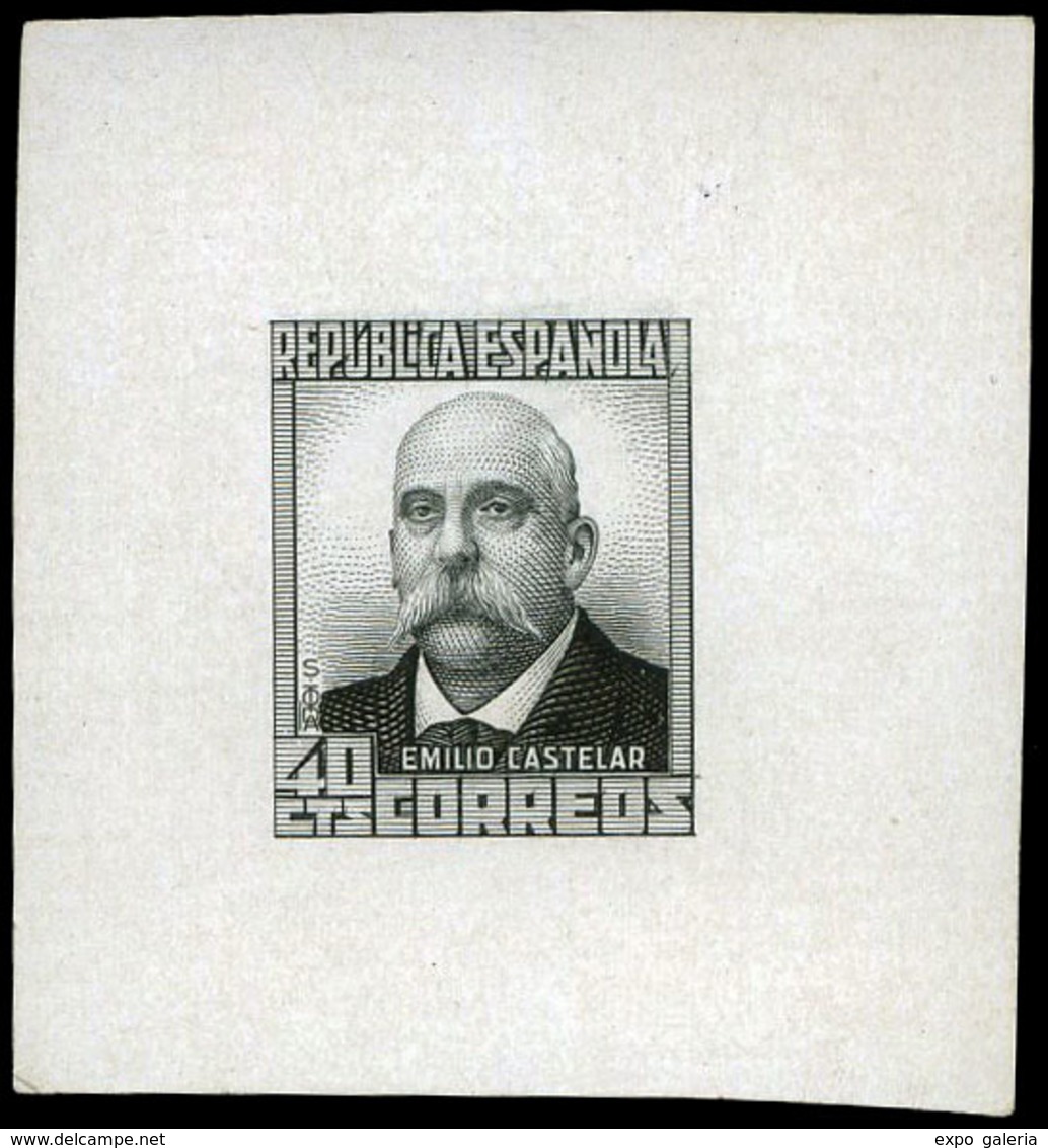 Galvez 3080 - 1932. Emilio Castelar. Prueba De Punzón 40 Cts. Negro. Preciosa Y Rara Pieza - Unused Stamps
