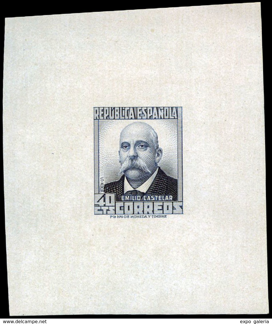 Galvez 3087 - 1932. Emilio Castelar.Prueba De Punzón 40 Cts. Azul Oscuro.Preciosa Y Rara Pieza - Unused Stamps