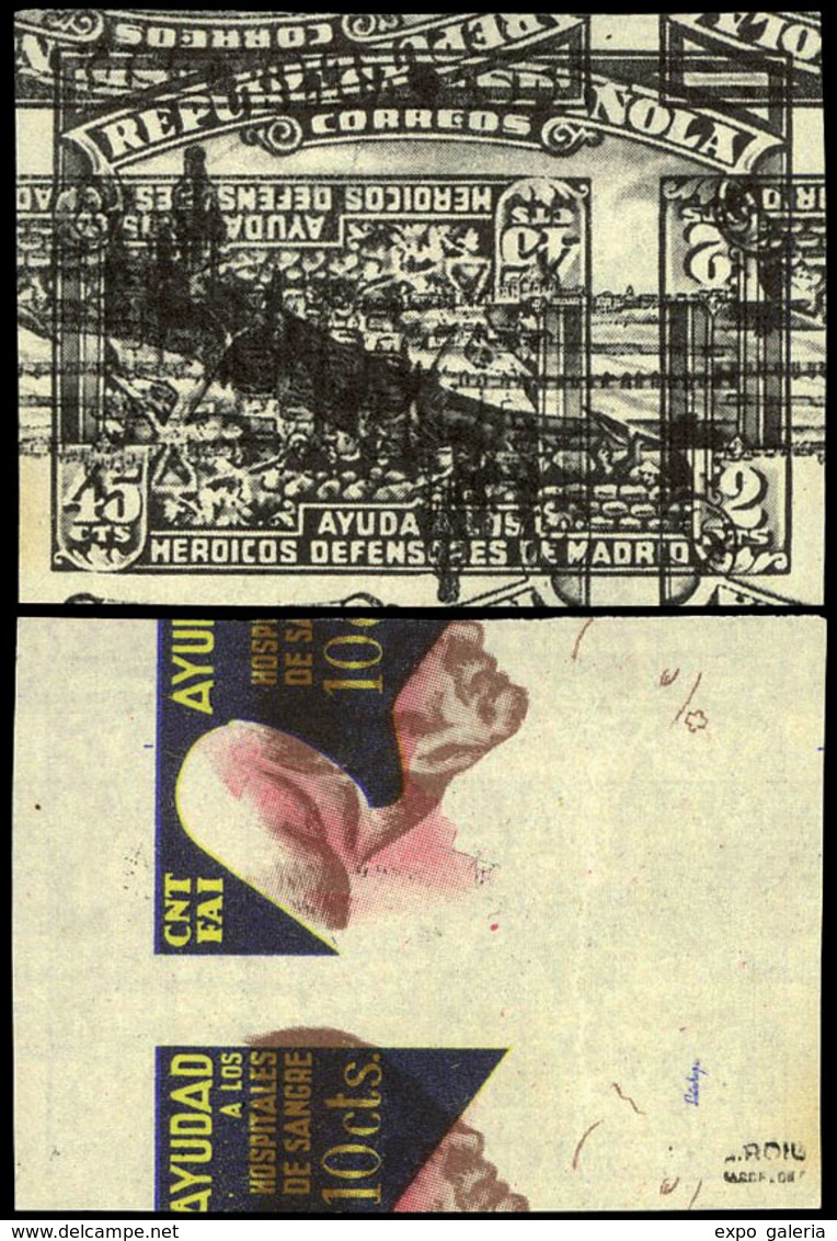 Ed. * 757 - 1938. Prueba Impresión En Negro (al Dorso Viñeta Política Republicana). Muy Escaso En Esta Condición - Ongebruikt