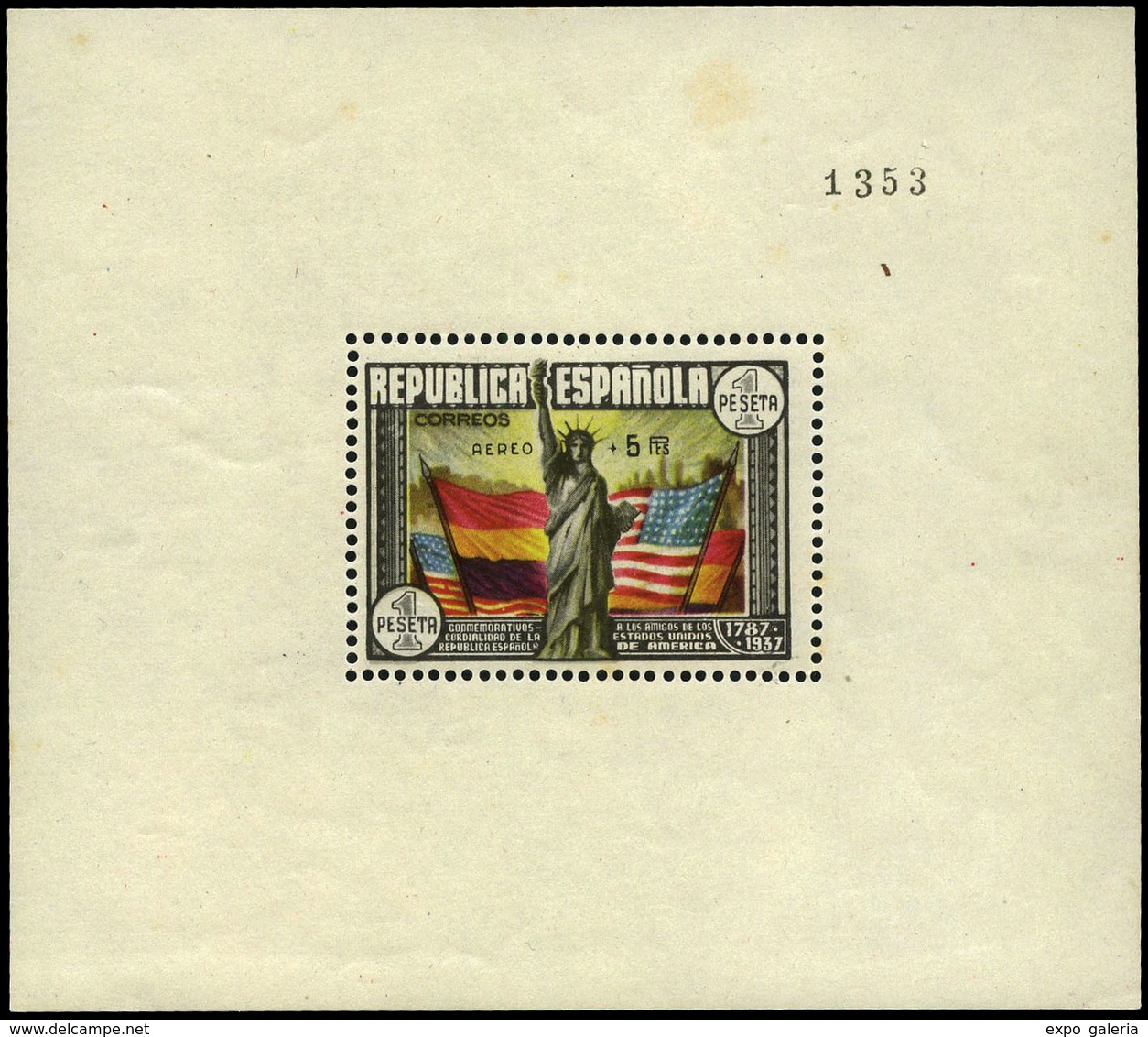 Ed. * 766 - 1938. HB + 5 Ptas. Precioso Ejemplar. Muy Escaso. Cat. + 1.500€ - Unused Stamps