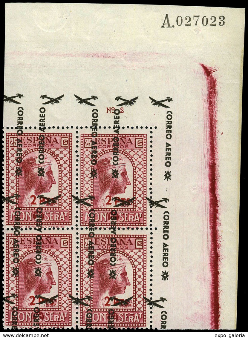 Ed. ** 786hid Bl. 4 - 1938. Montserrat. Esquina De Pliego. Variedad Habilitación Invertida Y Desplazada - Unused Stamps