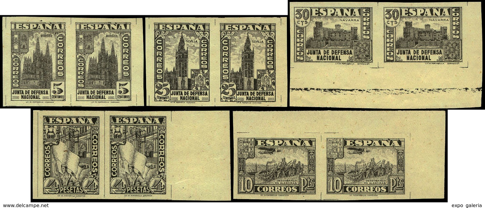 Ed. * 813 - 1936. Conjunto De 5 Parejas Horizontales De Las Pruebas En Negro De Los Reportes… - Unused Stamps