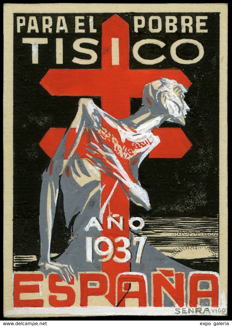 Año 1937 - Proyecto No Adoptado “para El Pobre Tísico” Sin Valor. Multicolor. Impreso En Papel 52 X 72 Mm - Unused Stamps