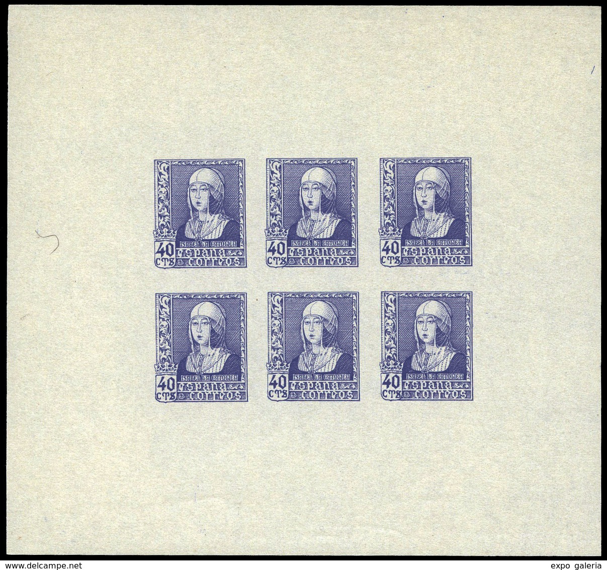 Galvez 3557 - Prueba Del Reporte Litográfico En HB De 6 Sellos S/D Y Con Goma. 40 Cts. Azul. Sin Charnela - Unused Stamps