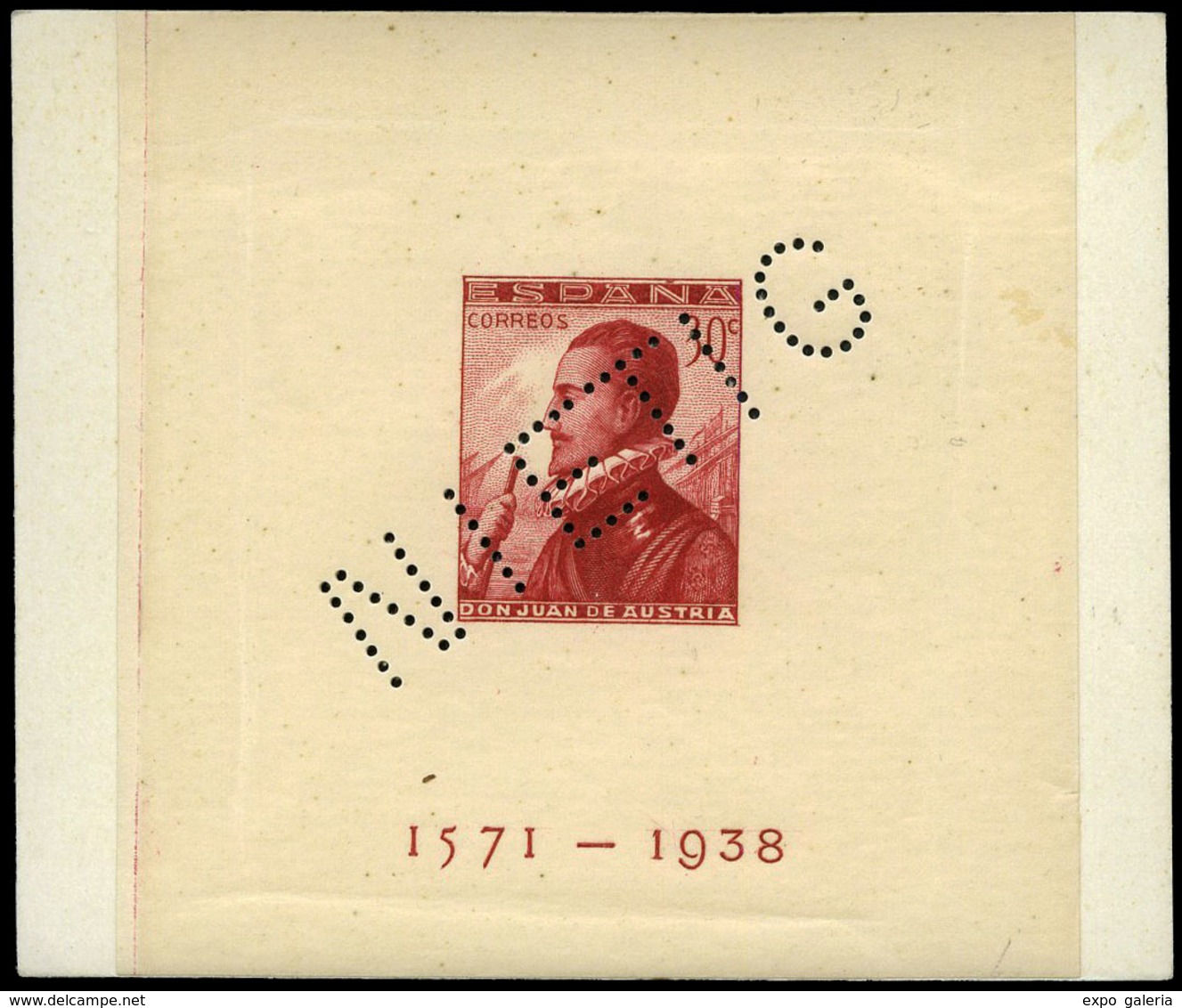 Ed. * 864 - 1938. Ensayo Color 30 Cts. Carmín. S/Dentar + Taladro “Nietig” No Reseñado En Este Color - Unused Stamps