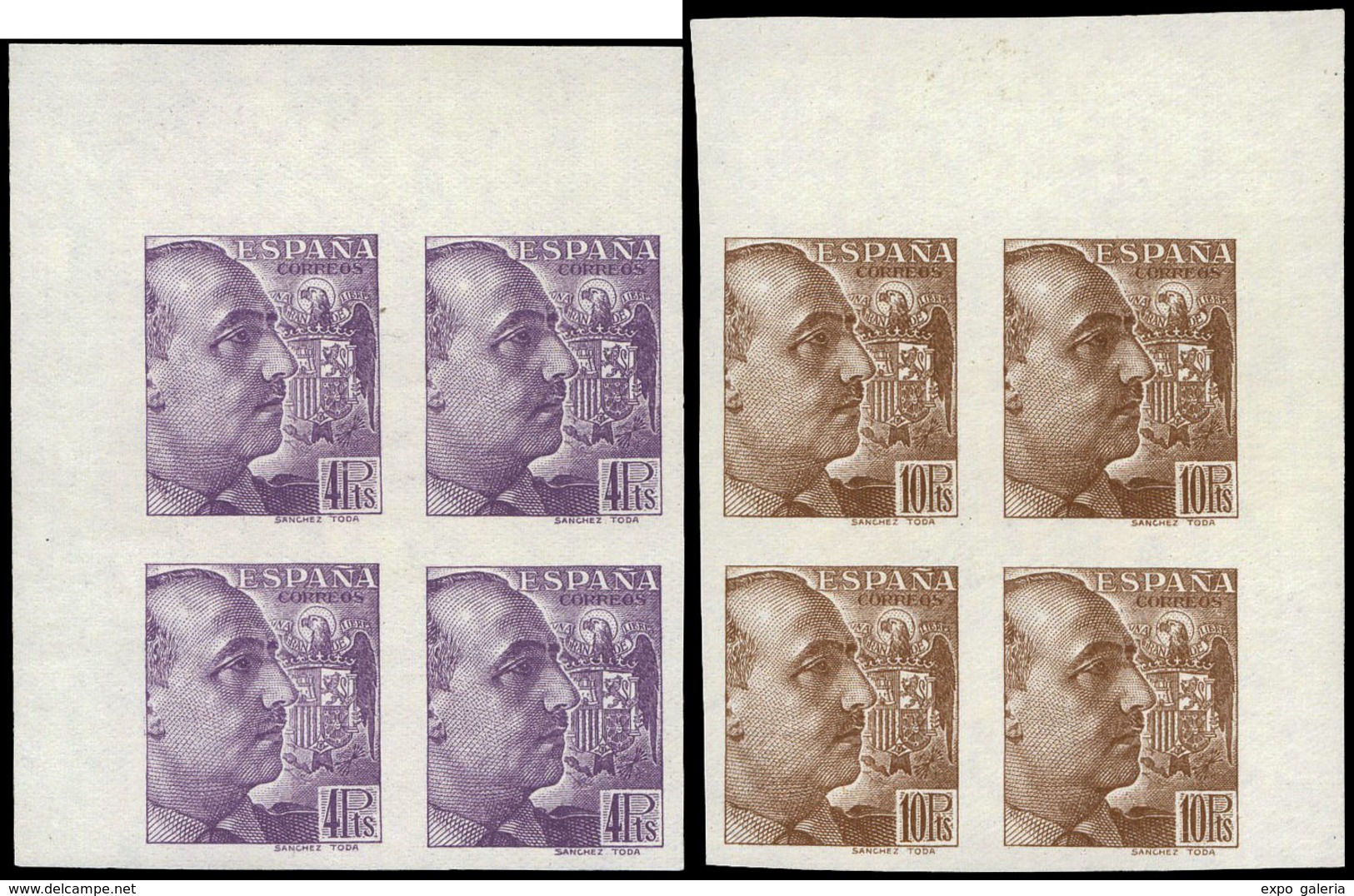 Ed. ** 867/78 Bl. 4 - 1939. Sánchez Toda. Bl. De 4 S/Dentar. Esquina De Pliego. Sin Charnela - Unused Stamps