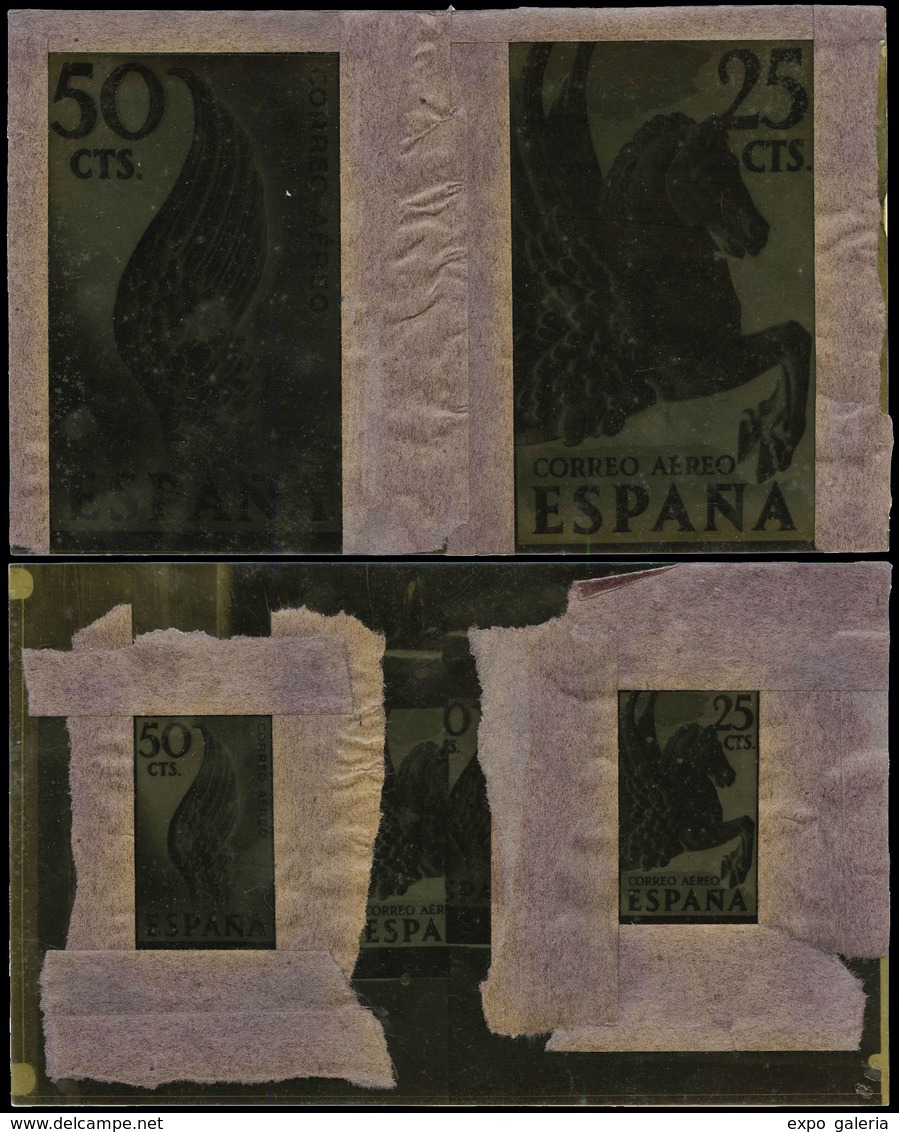 Año 1939 - Lote 2 Fotolitos Realizados En La Imprenta Oliva De Vilanova De Proyecto No Adoptado 160 X 100 Mm - Unused Stamps