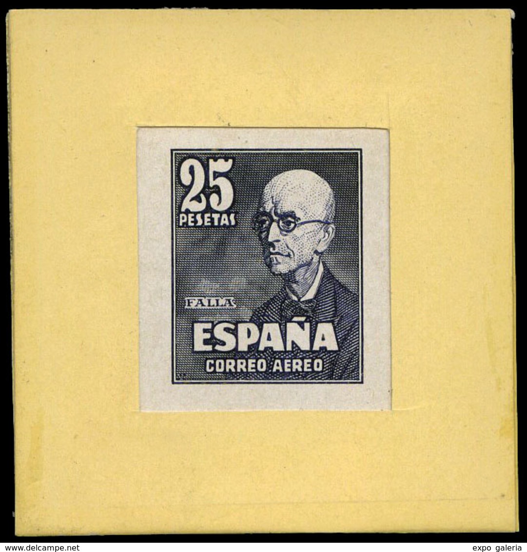 PRUEBA - 1947. Prueba De Punzón. 25 Ptas. Negro. Preciosa Y Muy Rara Pieza No Catalogada - Unused Stamps