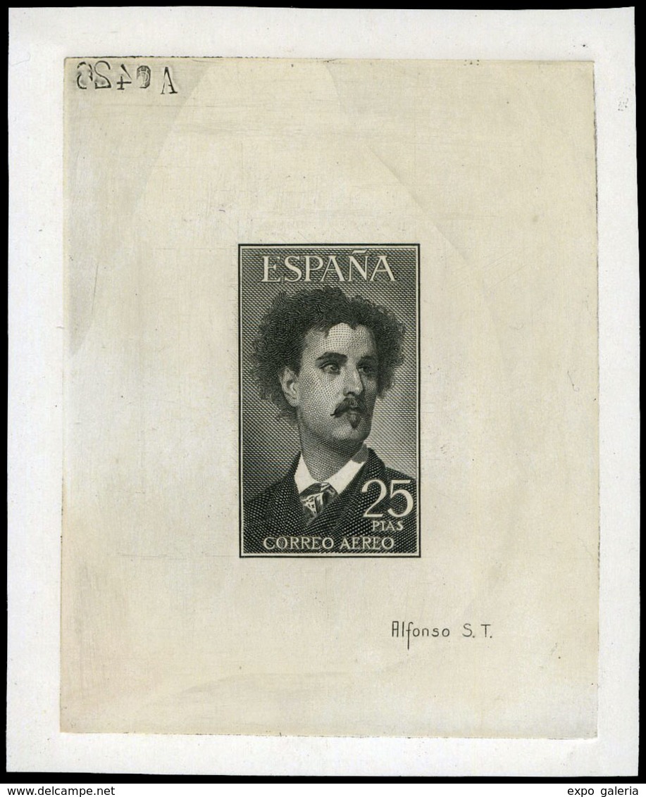 Ed. * 1164 - Fortuny. Prueba Punzón. Amplios Márgenes. Color Negro. Lujo. Excepcional Rareza - Lettres & Documents