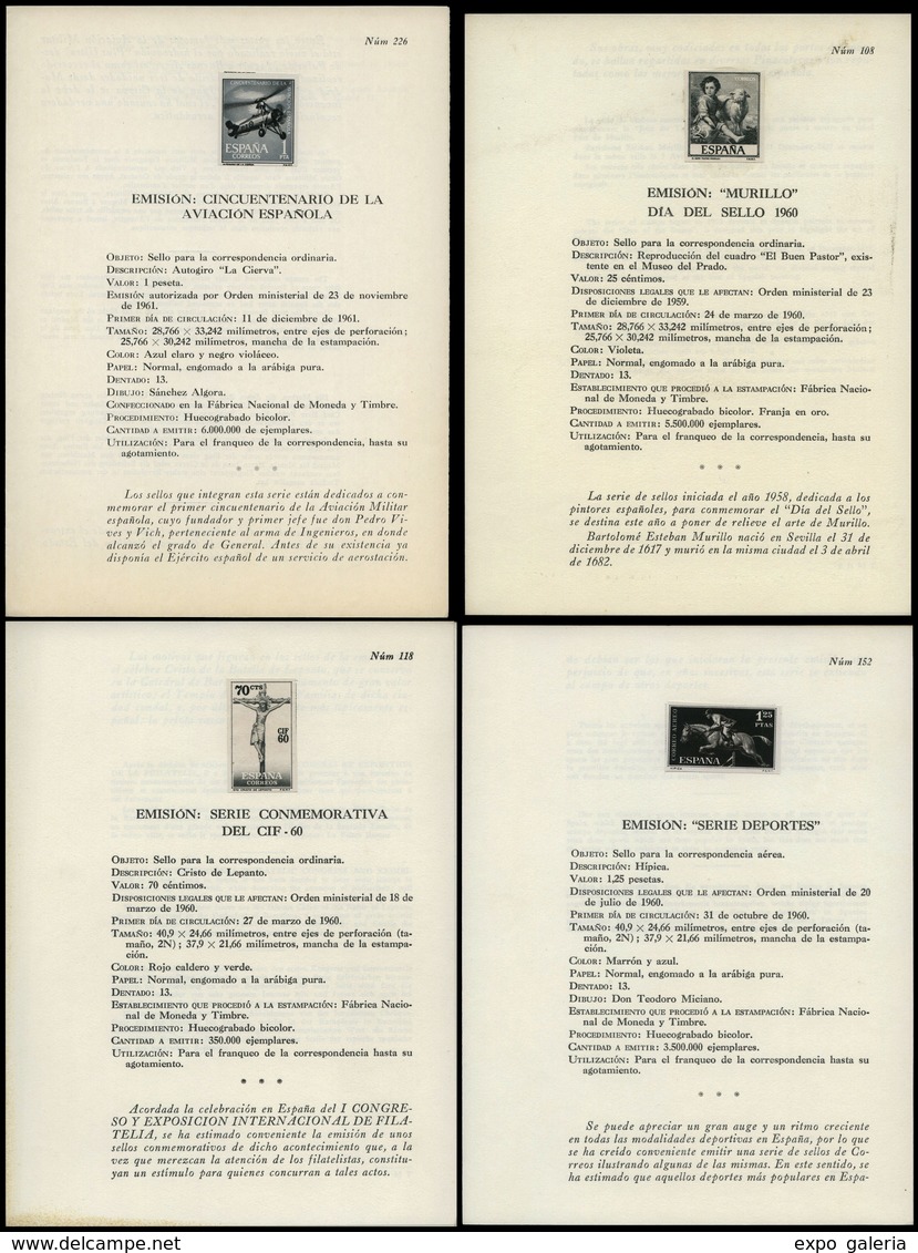 Año 1957/1962 - Conjunto De Las Pruebas En Negro Sobre Los Dípticos Realizados Por La F.N.M.T. Total 82 Dípticos - Covers & Documents