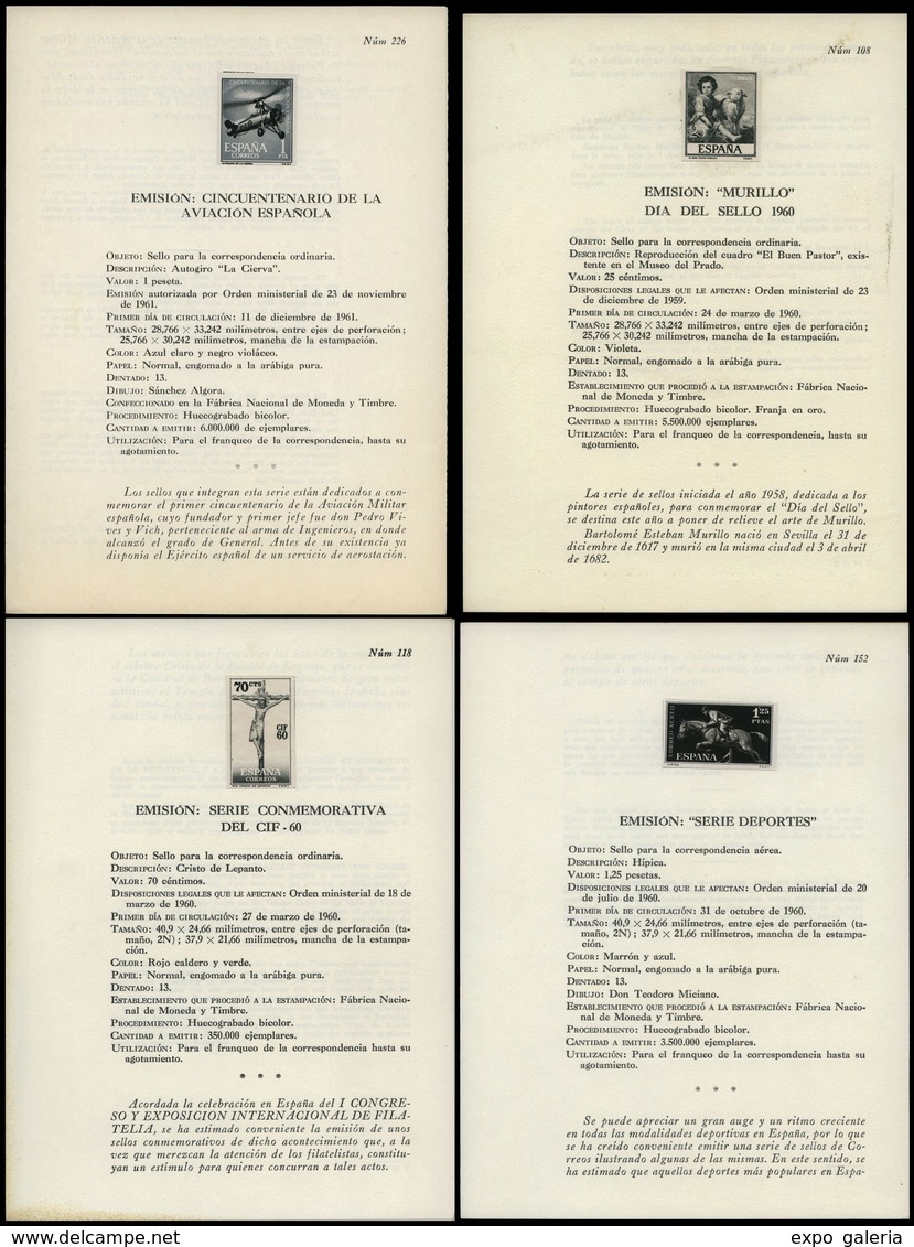 Año 1957/1962 - Conjunto De Las Pruebas En Negro Sobre Los Dípticos Realizados Por La F.N.M.T. Total 82 Dípticos - Brieven En Documenten