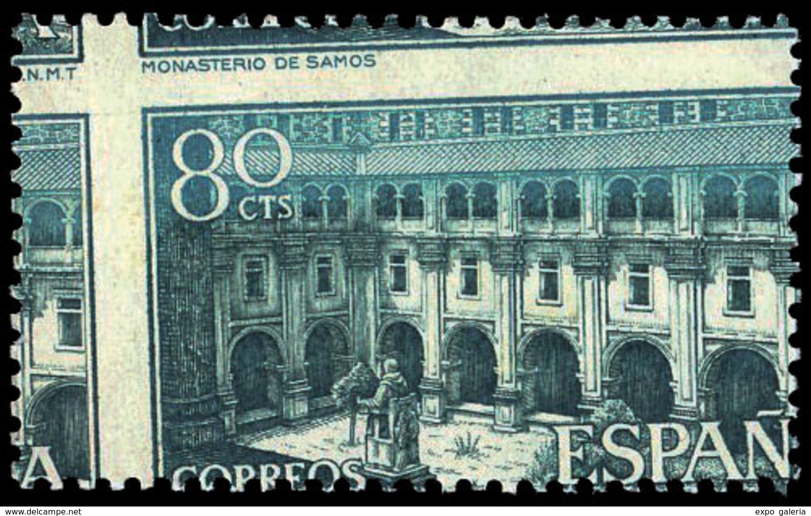 Ed. * 1322 - Monasterio De Samos. 80 Cts.Variedad Dentado Completamente Desplazado.Escaso - Cartas & Documentos