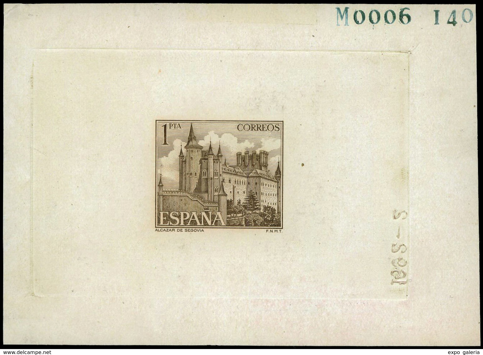 Año 1964 - Alcázar De Segovia. Prueba De Punzón 1 Ptas. Castaño. Excepcional Rareza. Posiblemente Pieza única. - Lettres & Documents