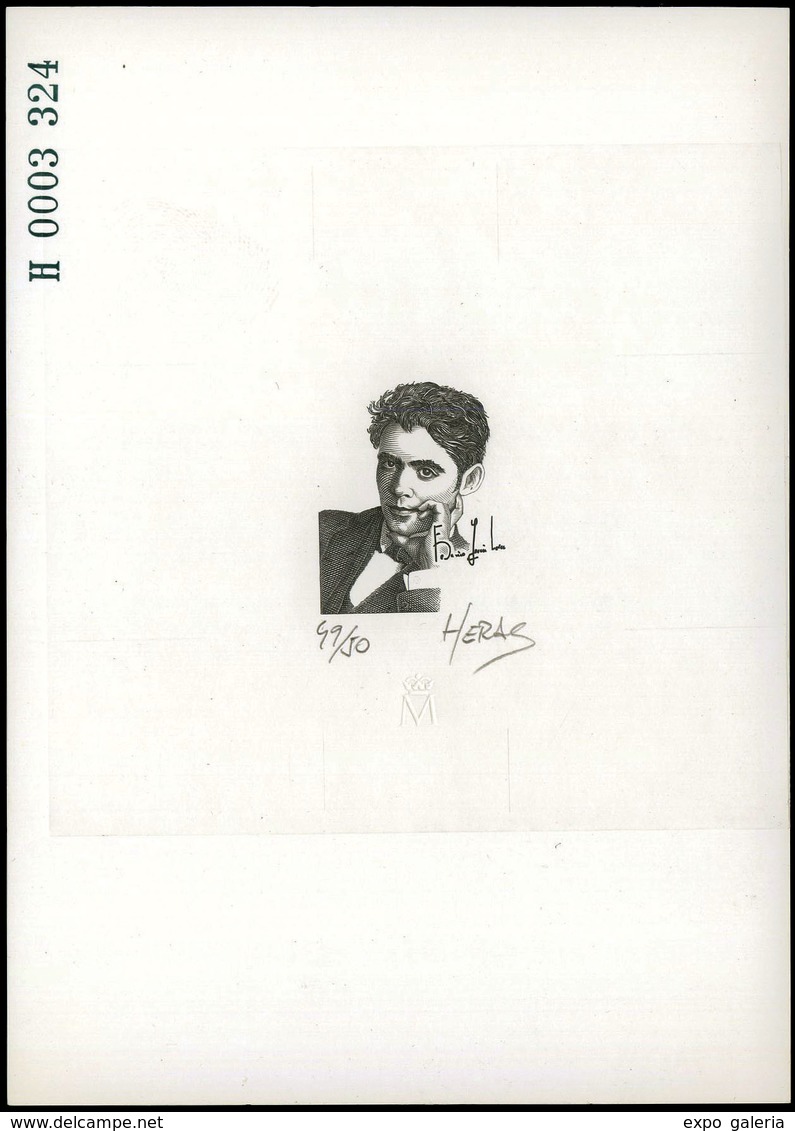 Ed. * 3549 - Federico Garcia Lorca. Prueba Artista. Tirada 50 Ejemplares, Numerada Y Firmada Por El Grabador - Brieven En Documenten