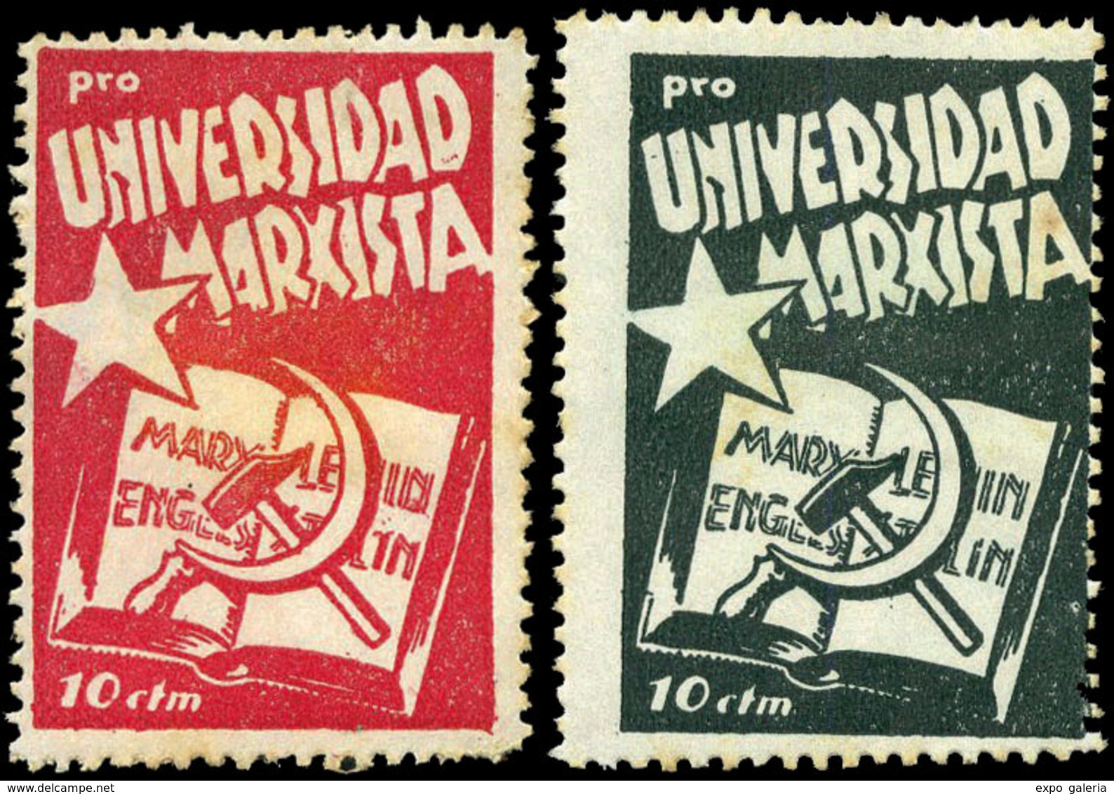 All. 83/8 - Pro Universidad Marxista. 6 Valores. Serie Completa. Raros. - Spanish Civil War Labels
