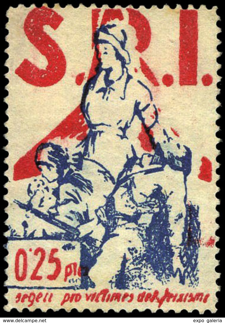All. * 1253 - S.R.I. - 0,25 Ptas. Pro Víctimas Fascismo (cartucho Modificado). Raro - Spanish Civil War Labels