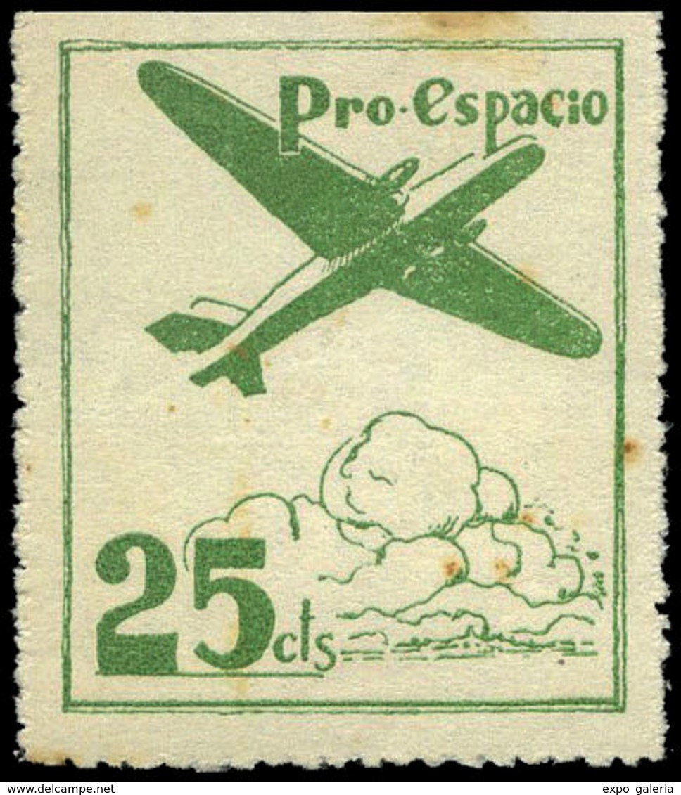 All. * 2162 - Pro Espacio. 25 Cts. Verde. Raro - Spanish Civil War Labels