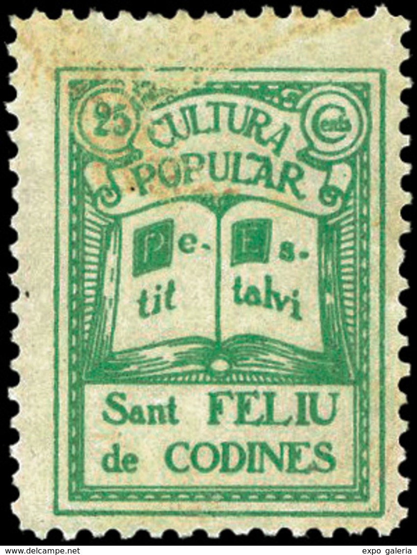 All. * 3 - Barcelona. SAN FELIU DE CODINES. “Cultura Popular 25 Cts.” Verde. Muy Raro - Republikanische Ausgaben