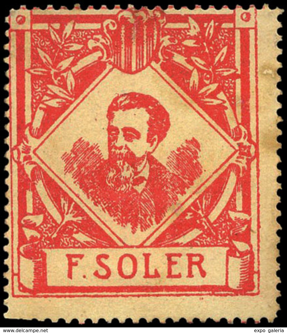 Nathan * 38 - 1900. Cataluña. “F. Soler” (tamaño Grande) 1 Valor Color Rojo Sobre Blanco. Raro - Nationalist Issues