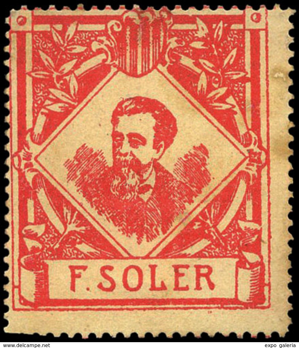 Nathan * 38 - 1900. Cataluña. “F. Soler” (tamaño Grande) 1 Valor Color Rojo Sobre Blanco. Raro - Emissions Nationalistes