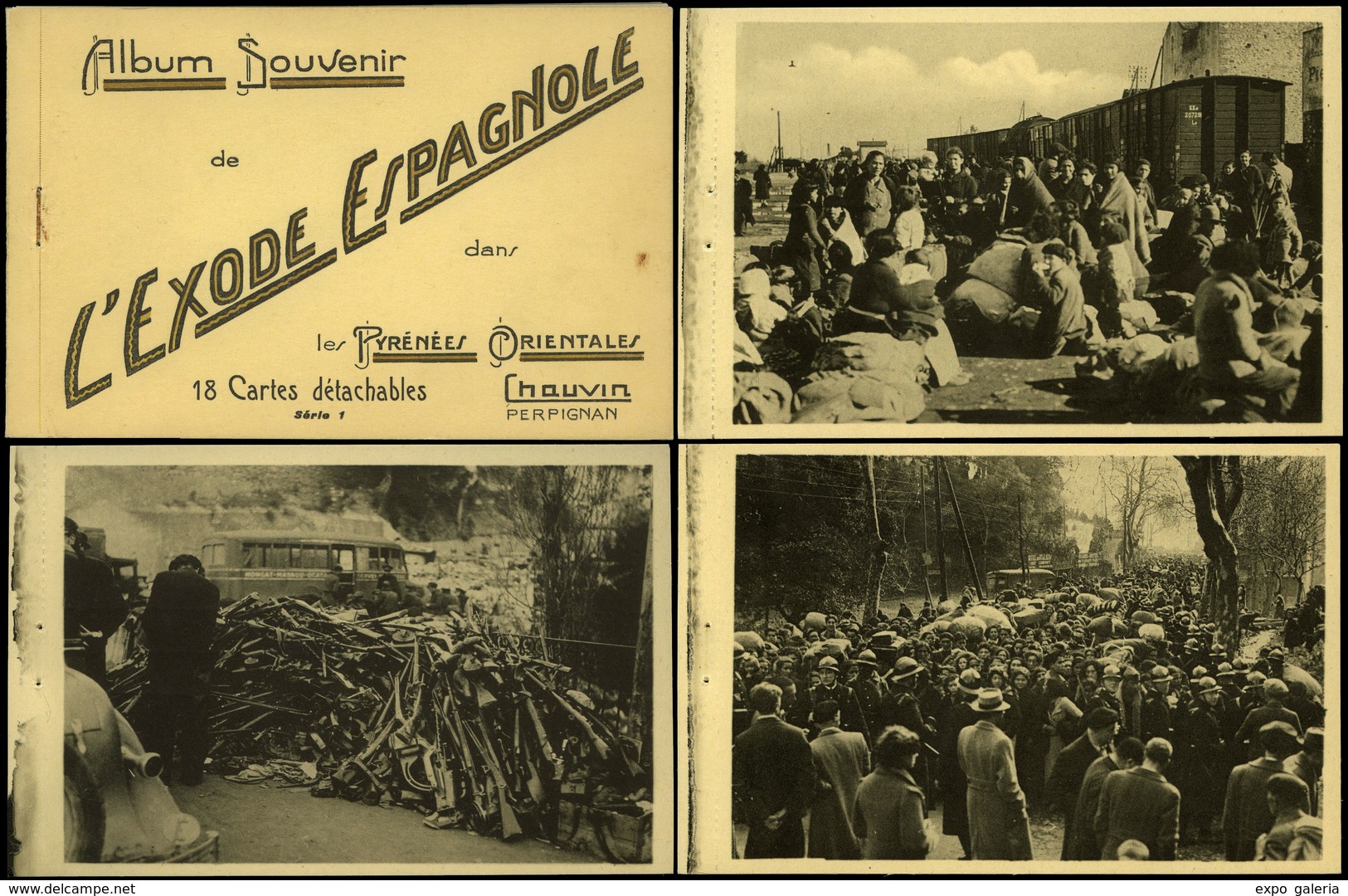 Tarjetas Políticas 1939 - “L’Exode Espagnole” (serie 1). 18 Postales Fotográficas En Estuche Original De Los Exiliados.. - Sonstige & Ohne Zuordnung