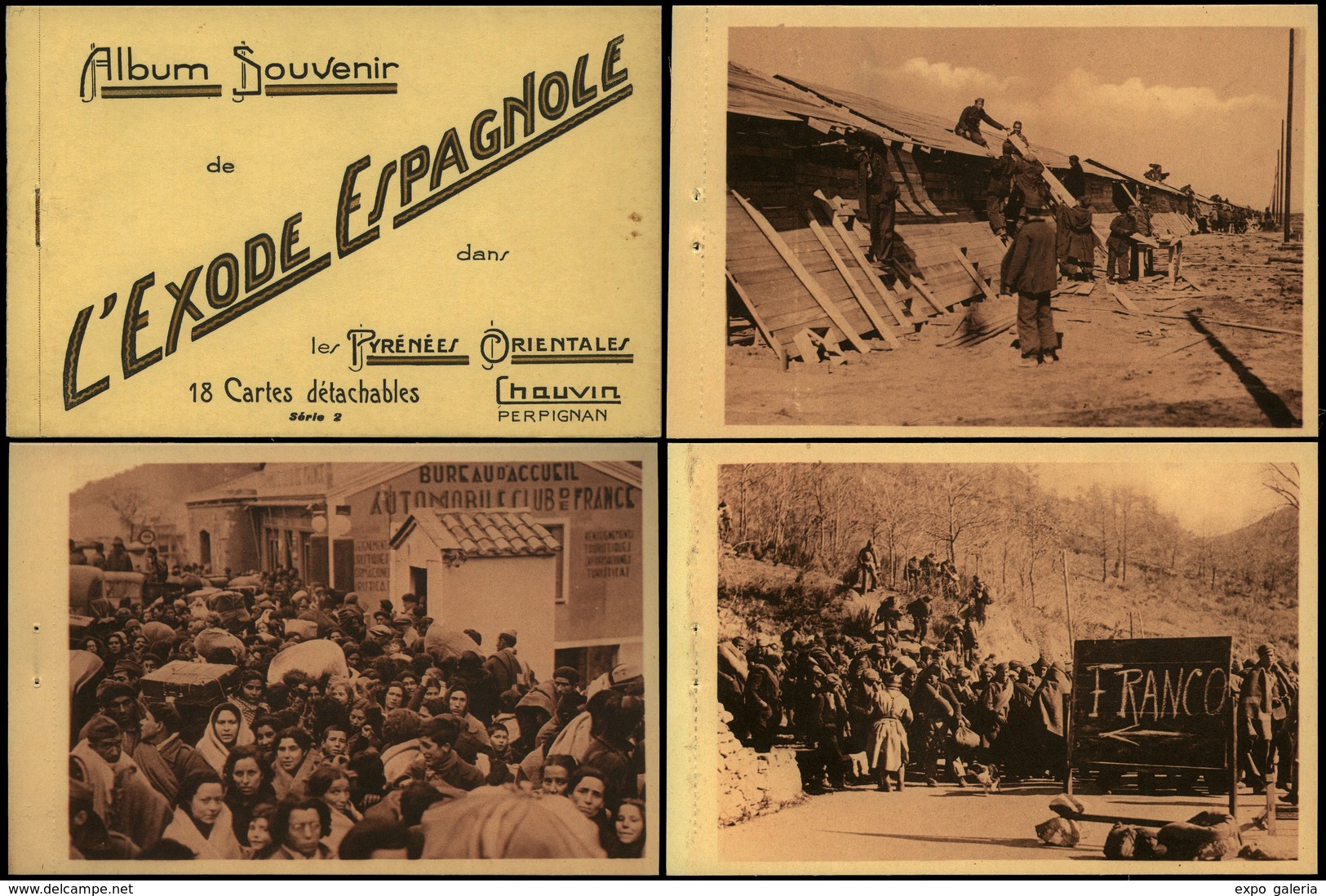 Tarjetas Políticas 1939 - “L’Exode Espagnole” (serie 2). 18 Postales Fotográficas En Estuche Original De Los Exiliados.. - Sonstige & Ohne Zuordnung