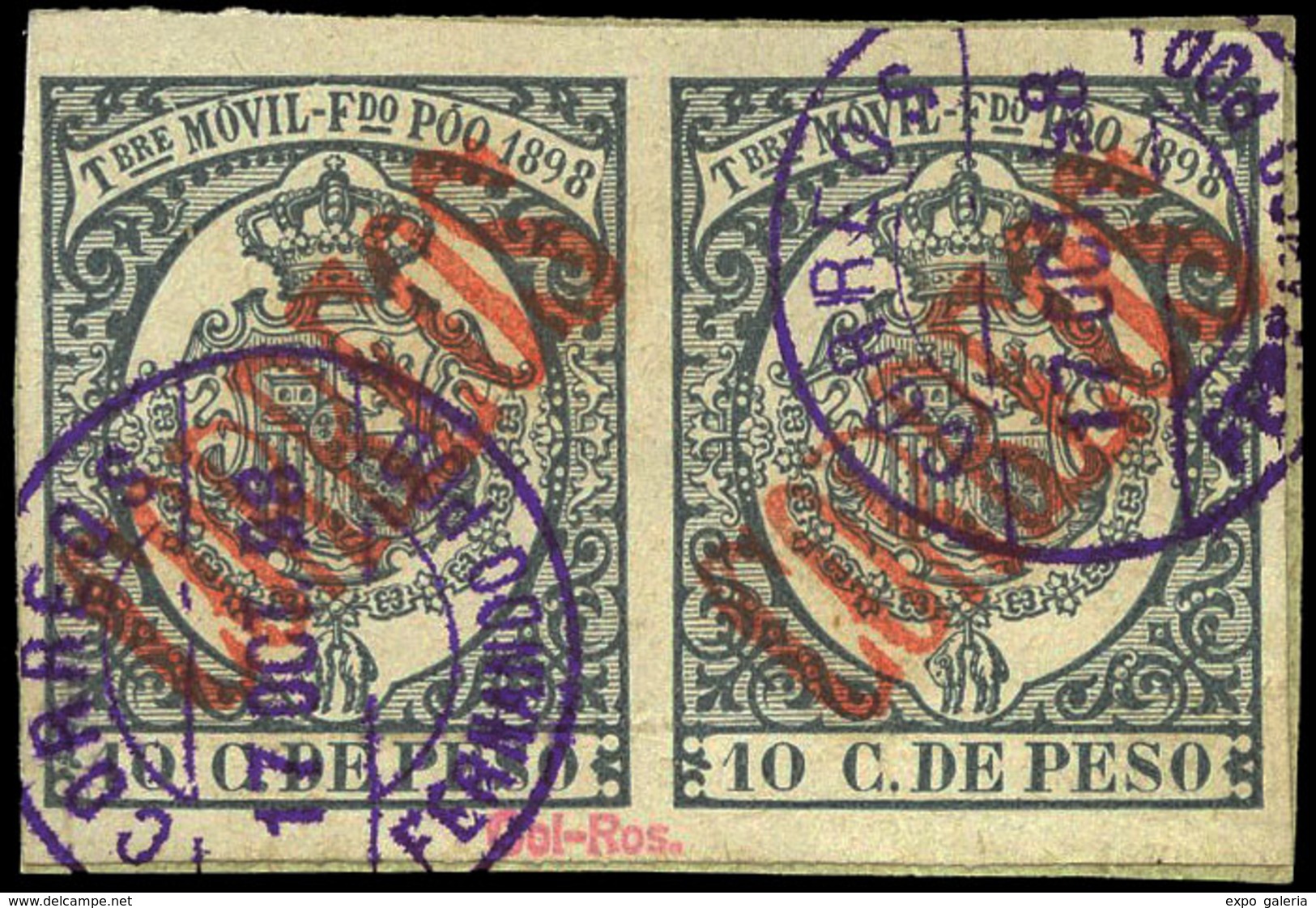 Ed. 0 44D Pareja - 1898.Póliza Habilitada.Muy Rara Pieza En Esta Condición.Cert. GRAUS.Cat.++1.050€ - Fernando Poo