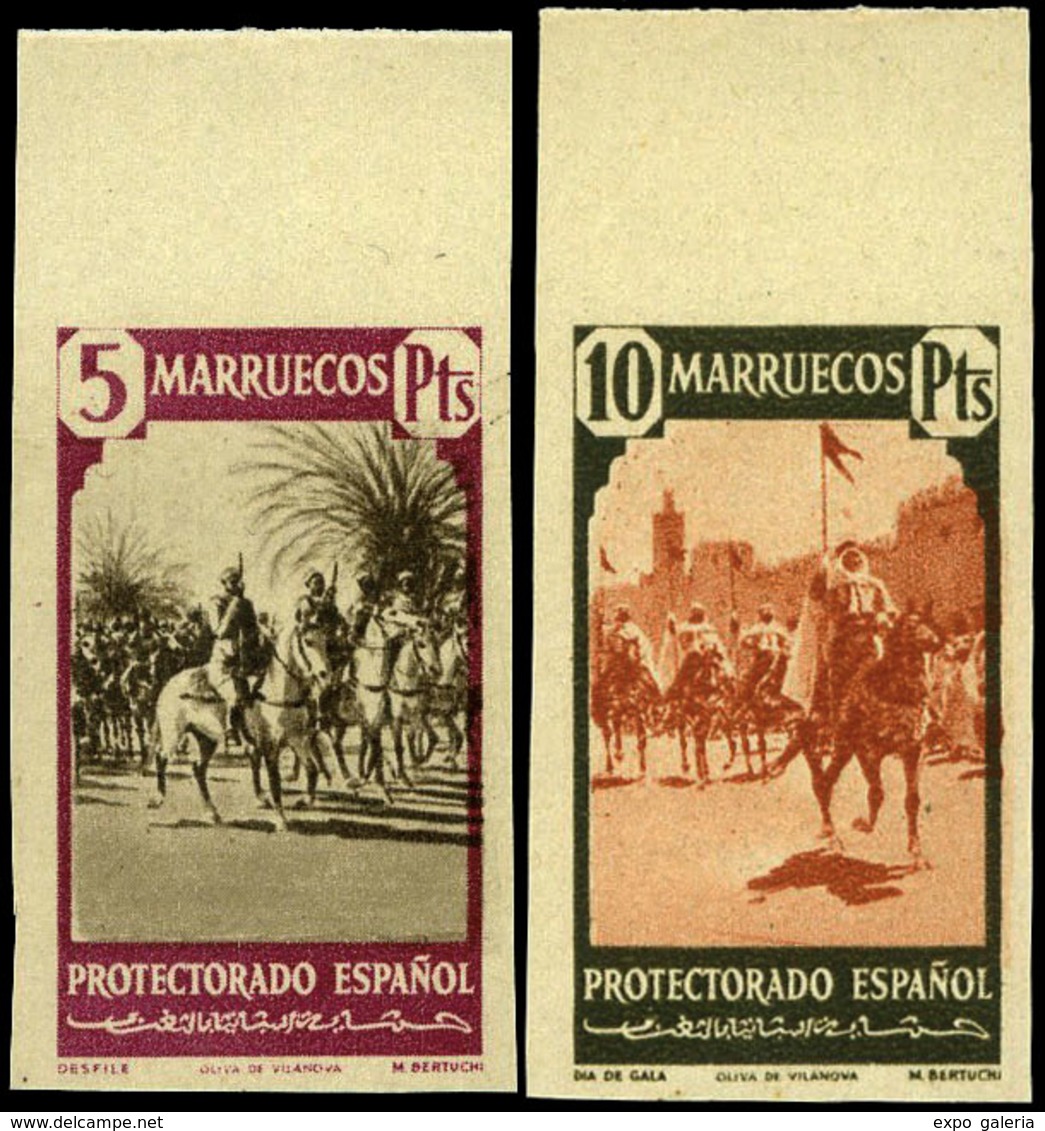 Ed. ** 200M/216M - 1940. Tipos Diversos. Serie Completa. 17 Valores S/D. Borde Hoja.Al Dorso Leyenda “Archivo…" - Spaans-Marokko