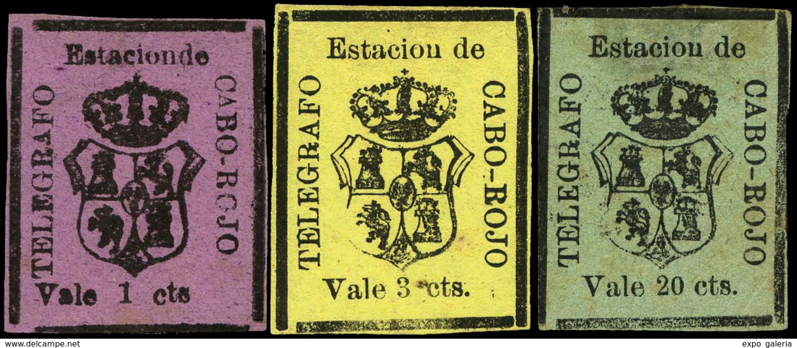 Ed. * 6/8 Telégrafos Municipales - 1887. “Cabo Rojo” Serie Completa 3 Valores En Nuevo, Sin Goma… - Puerto Rico