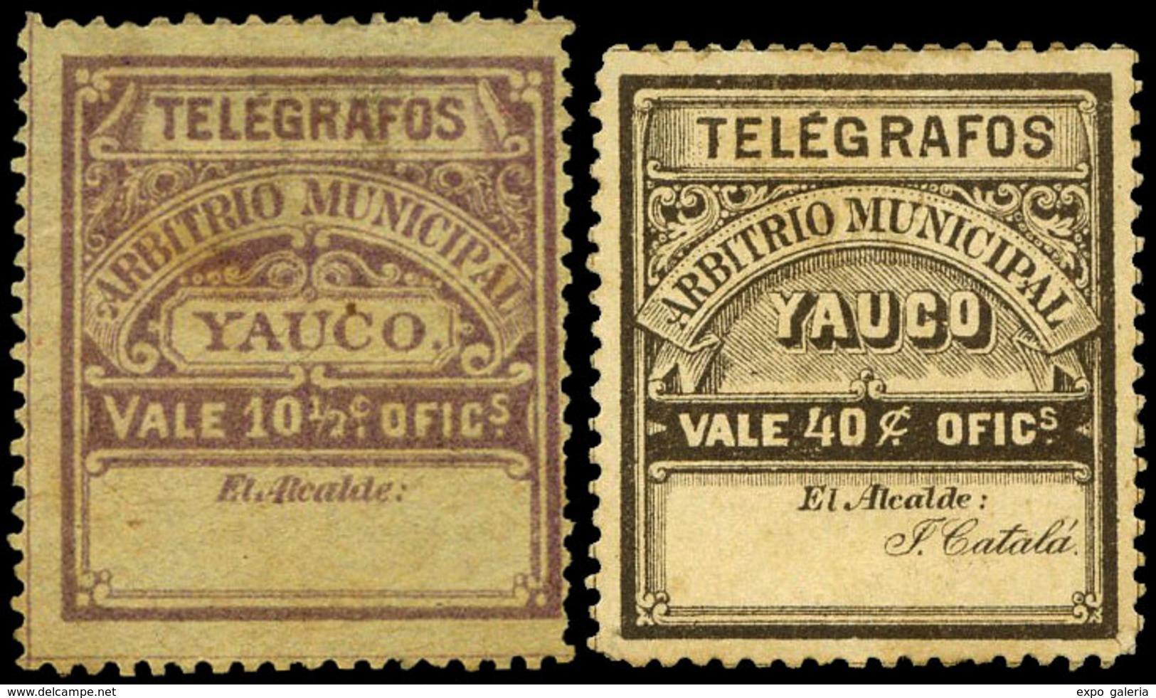 Ed. * 61-62 Telégrafos Municipales - 1888. “Yauco”. 2 Valores Sin Goma. Buena Conservación Para Estos Sellos - Puerto Rico
