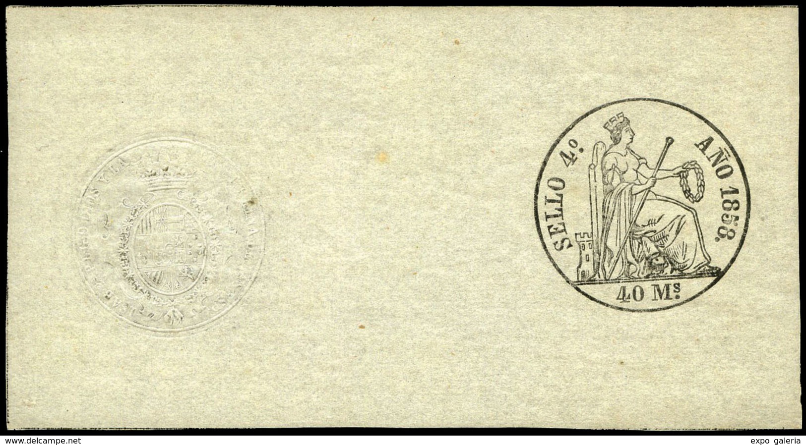 Alemany 9 - 1858. Pólizas. 40 Mils. Sello Entero Con Goma Original. Raro En Esta Condición - Revenue Stamps