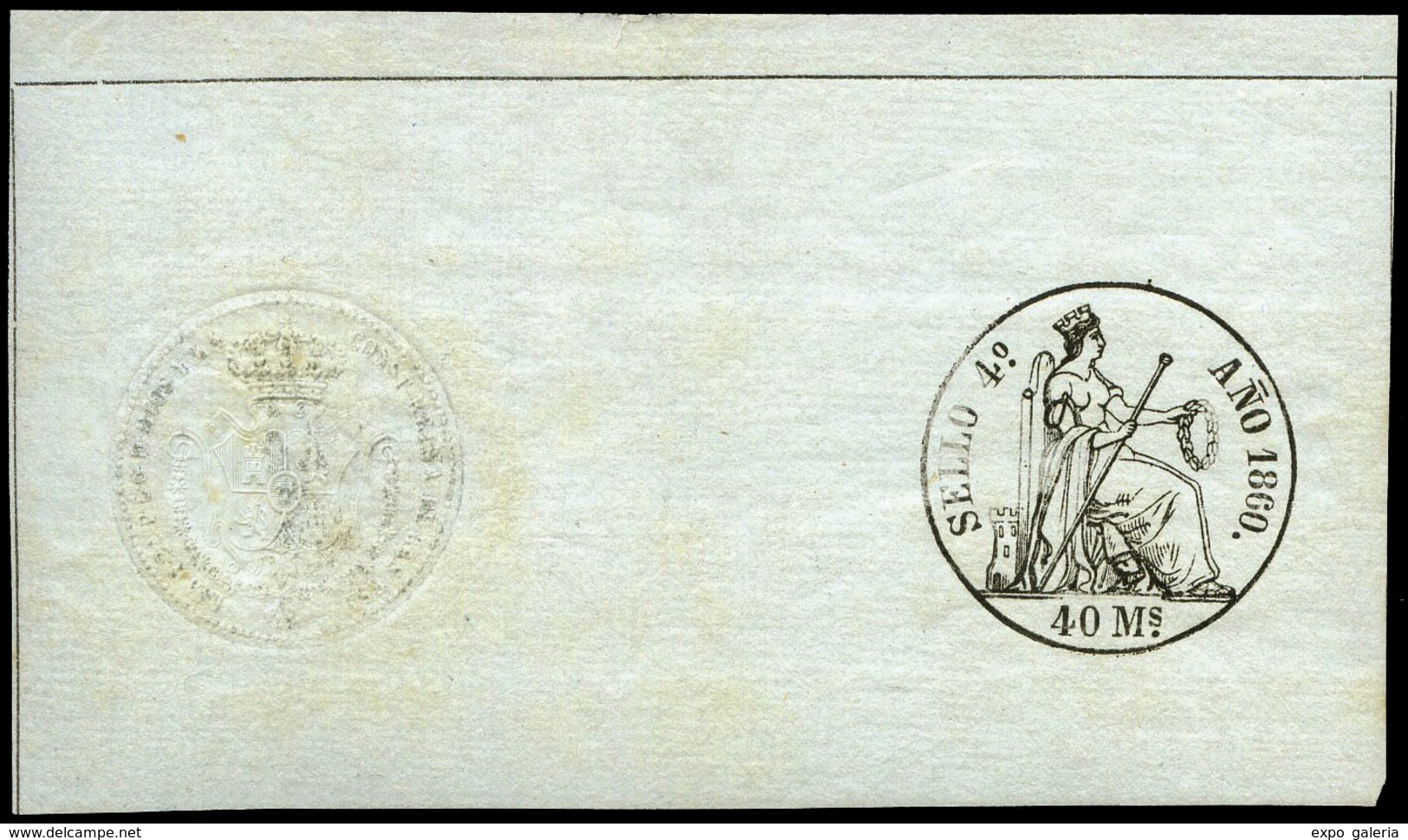 Alemany 17 - 1860. Pólizas. 40 Mils. Sello Entero Con Goma Original. Raro En Esta Condición - Fiscali