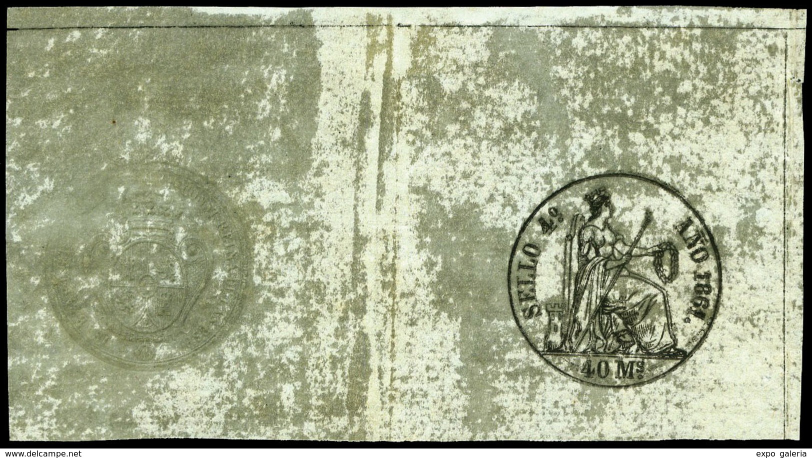 Alemany 21 - 1860. Pólizas. 40 Mils. Sello Entero Con Goma Original. Raro En Esta Condición - Revenue Stamps