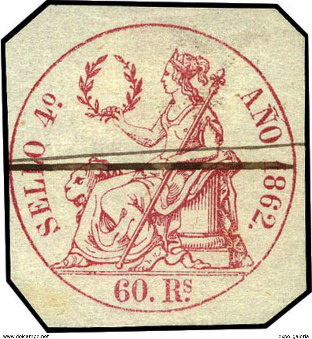 Alemany E-1 - 1862. Pólizas. (Ensayo 60 Reales, Con El Diseño Del 150 Reales Carmín, Reseñados En Carreras Candi)… - Steuermarken