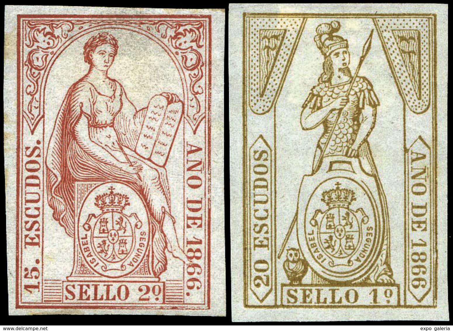 Alemany 61/9 - 1866. Pólizas. 9 Valores En Diversos Colores. Serie Completa. Goma Original. Rara En Esta Condición. - Revenue Stamps