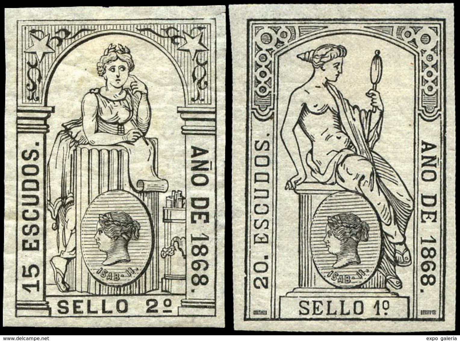 Alemany 79/87 - 1868. Pólizas. 9 Valores En Negro. Serie Completa. Goma Original. Rara En Esta Condición - Revenue Stamps