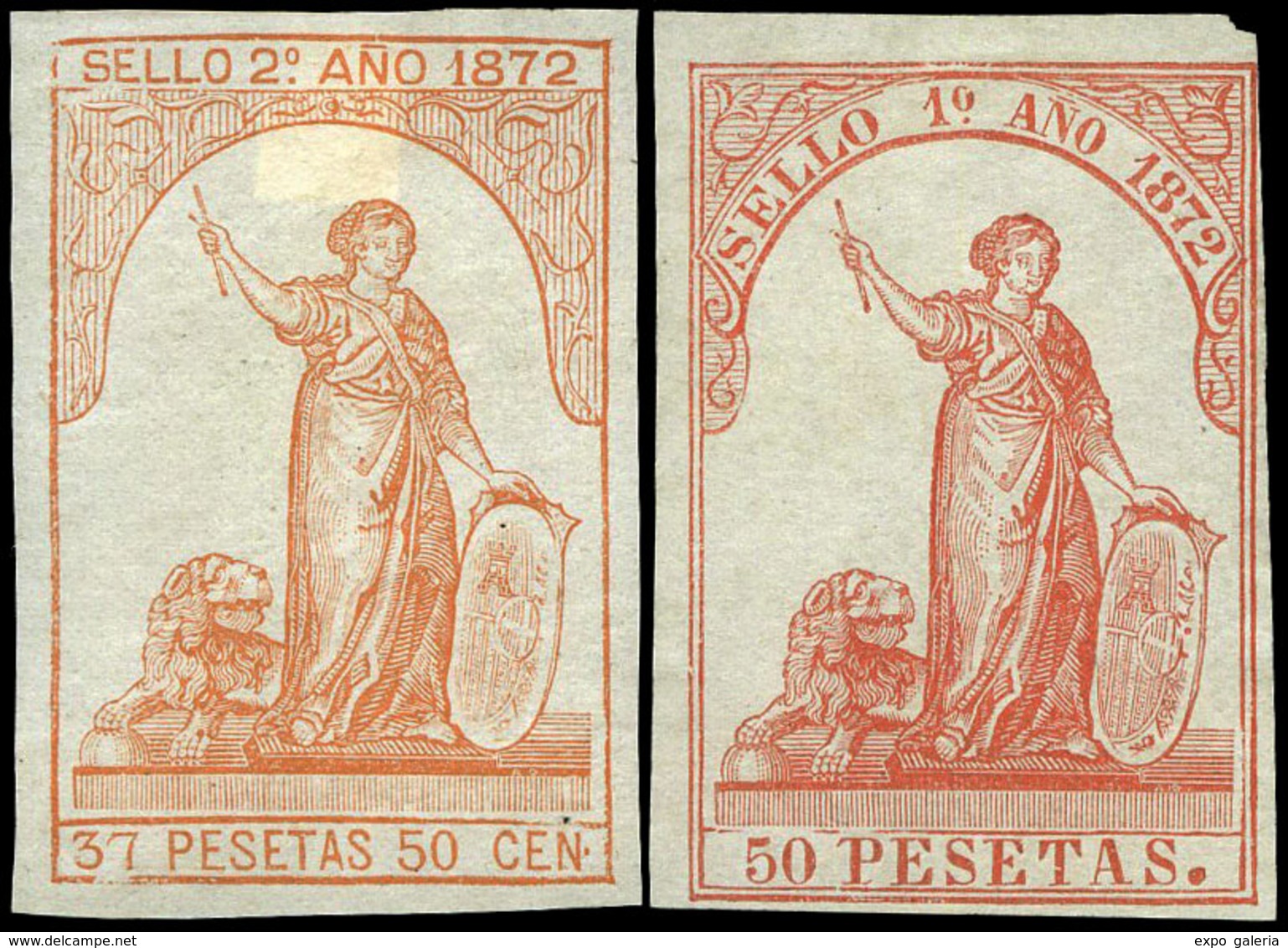 Alemany 117/27 - 1872. Pólizas. 10 Valores. 50 Cts. Hasta 50 Ptas. Goma Original. Rara En Esta Condición - Fiscale Zegels