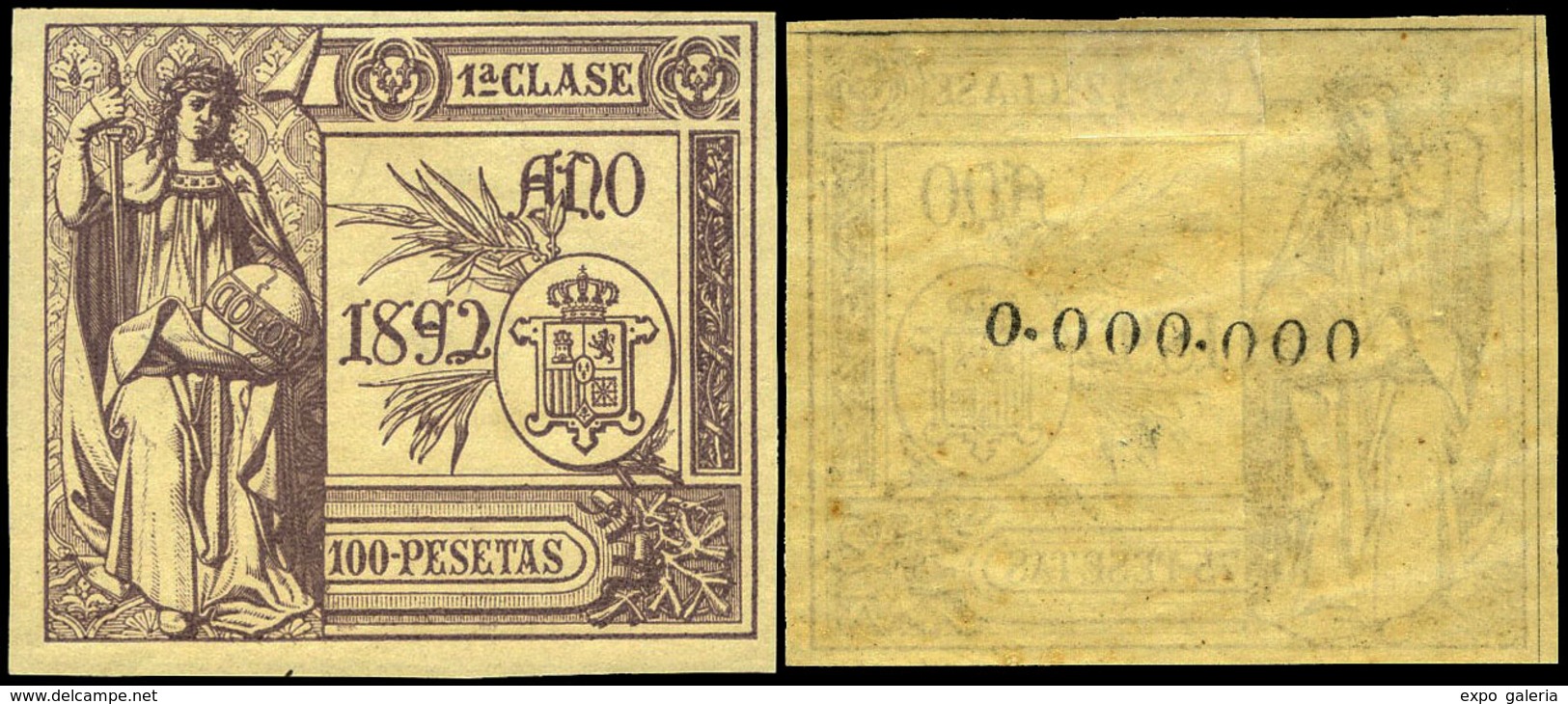 Alemany 364/75 - 1892. Pólizas. 12 Valores. Serie Completa Con Numeración 000.000 Al Dorso…. - Revenue Stamps