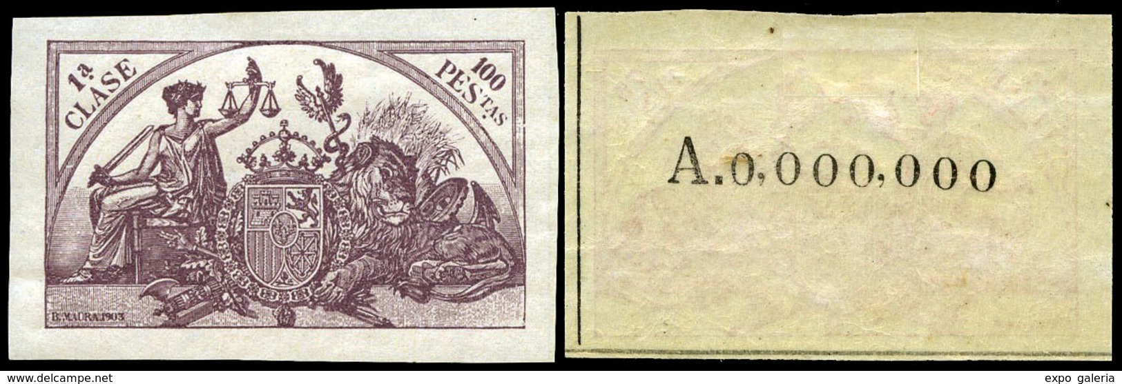 Alemany 521/32 - 1904. Pólizas. 12 Valores. Serie Completa S/D. Numeración 000.000 Al Dorso…. - Revenue Stamps