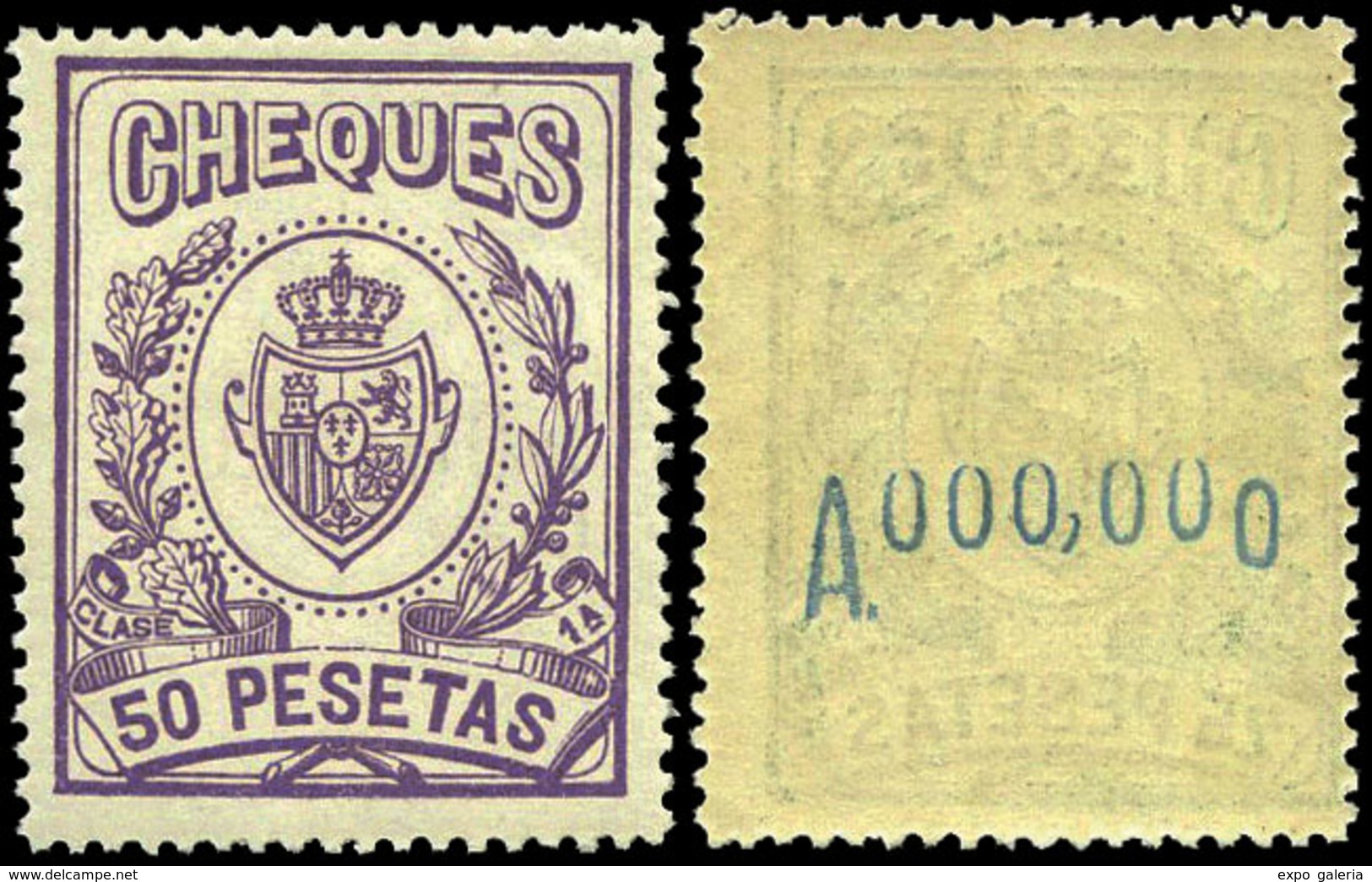 Alemany 1+2/15 - 1913/1926. Cheques. 15 Valores En Diversos Colores, Con Numeración A.000.000 Al Dorso… - Revenue Stamps