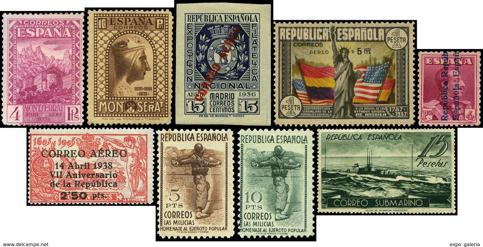 España 1931/1939 - 2ª República. Colección Montada En Hojas Album Edifil.Completo + 80% Series En Nuevo Y Usado - Sammlungen