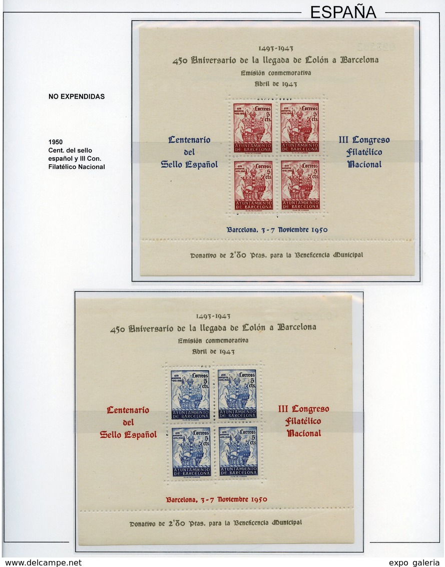 Barcelona 1944/1950 - Hojas Bloque No Emitidas, Colección Montada En Hojas Album (NE25/NE34 Total 10 HB Y 7 SH) - Verzamelingen
